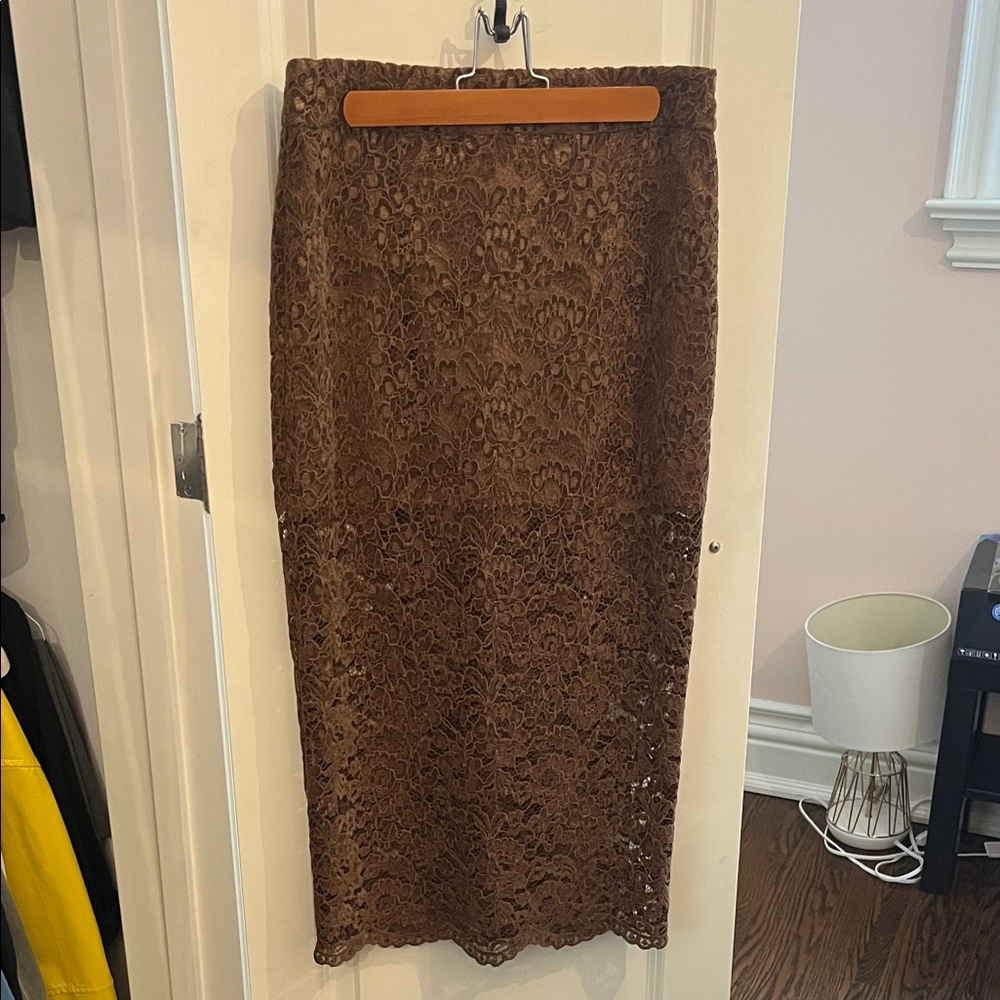 Smythe Brown Lace Pencil Skirt